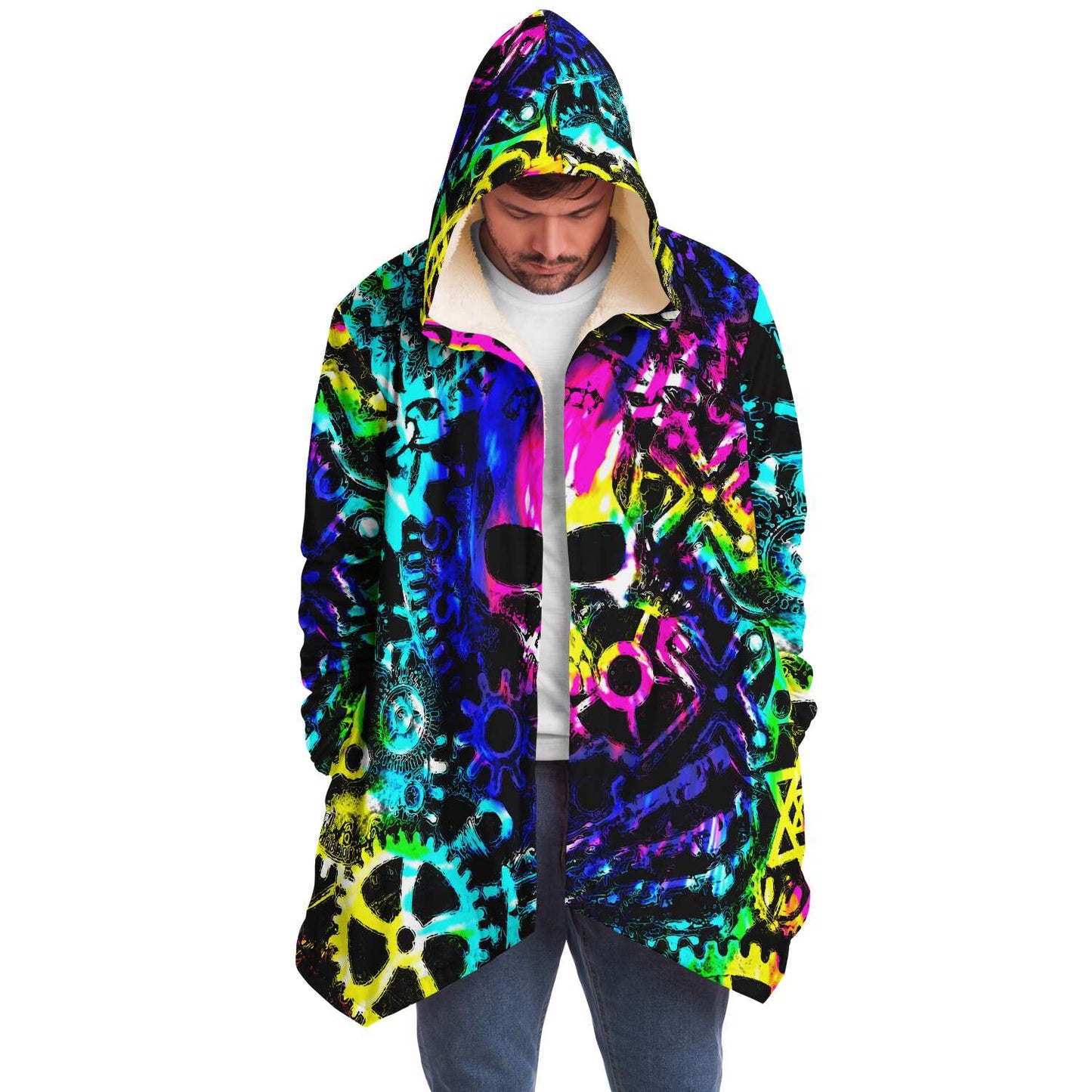 Steampunk Skull Rainbow Tie Dye Cloak