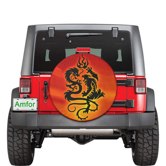 Tribal Tiger and Dragon Spare Tire Cover (Small) (15")