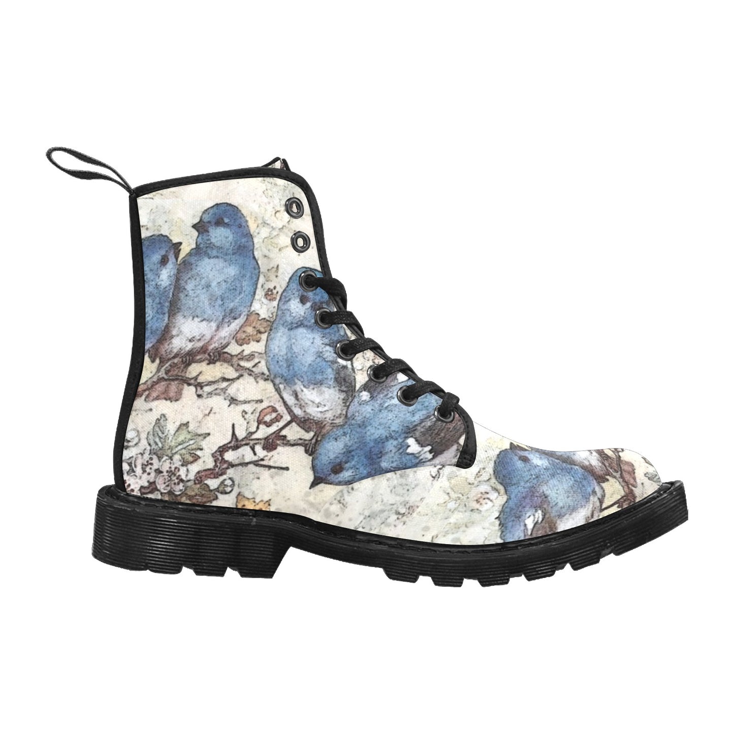 Blue Birds and Blossoms Women's Canvas Boots