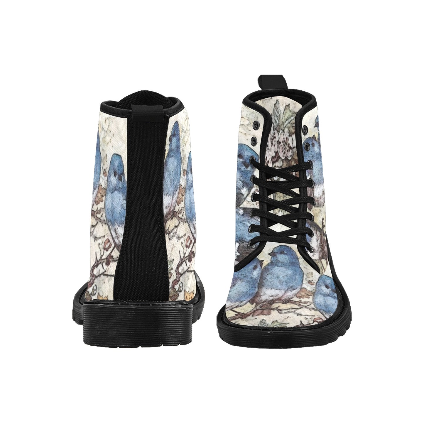 Blue Birds and Blossoms Women's Canvas Boots