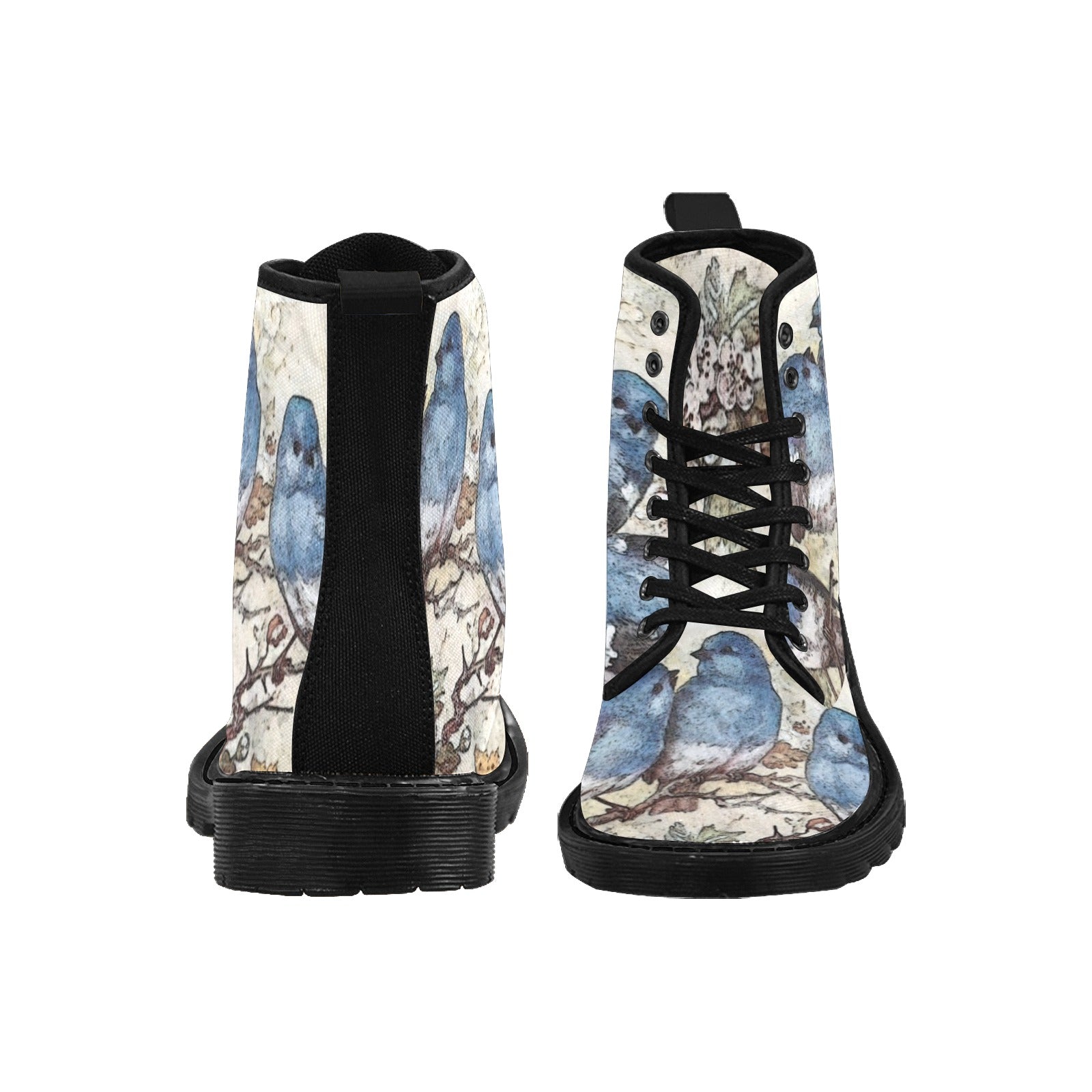 Women's Blue Birds and Blossoms Canvas Boots