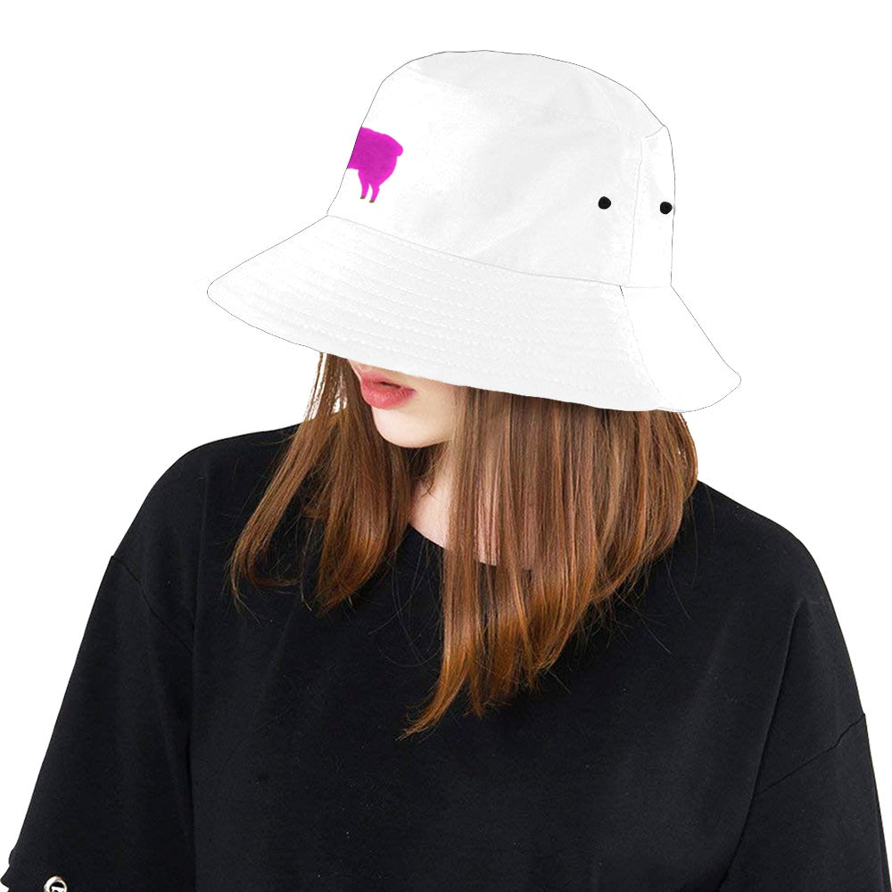 Llama Security White Printed Bucket Hat