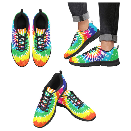 Bright Rainbow Tie Dye Women's Sneakers Black