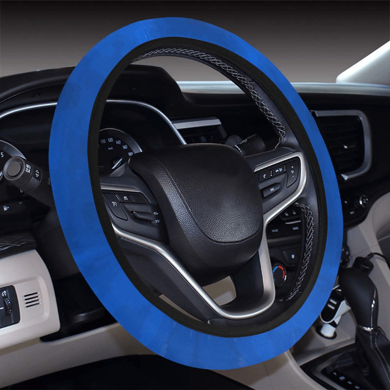 Rich Blue Shadow Dragon Steering Wheel Cover with Elastic Edge