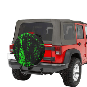 Neon Green Spray on Black Spare Tire Cover (Small) (15")