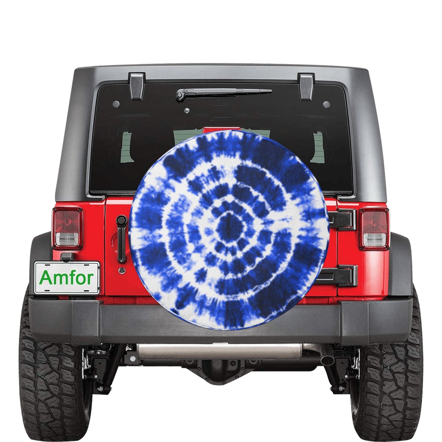 Blue Shibori Tie Dye Spare Tire Cover (Large) (17")