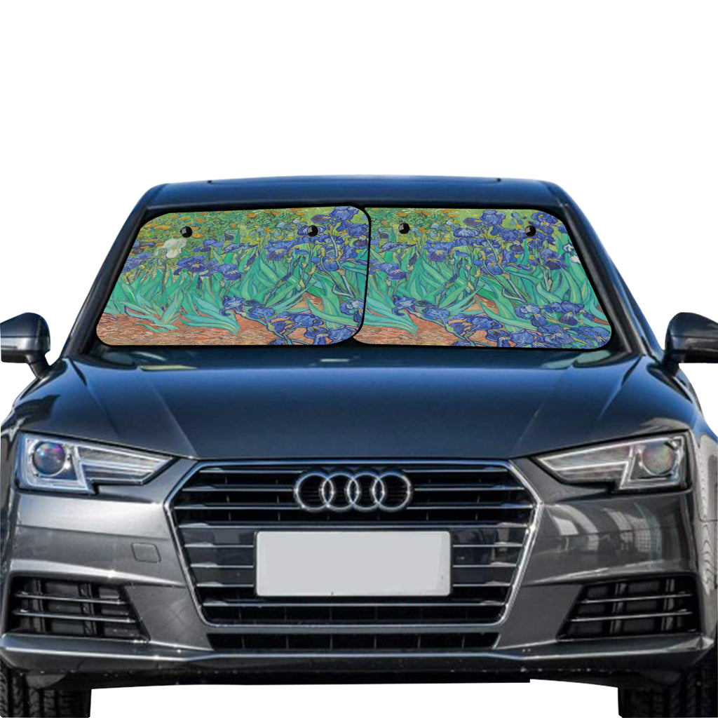 Irises Car Sun Shade (28" x 28") (Small) (Two Pieces)