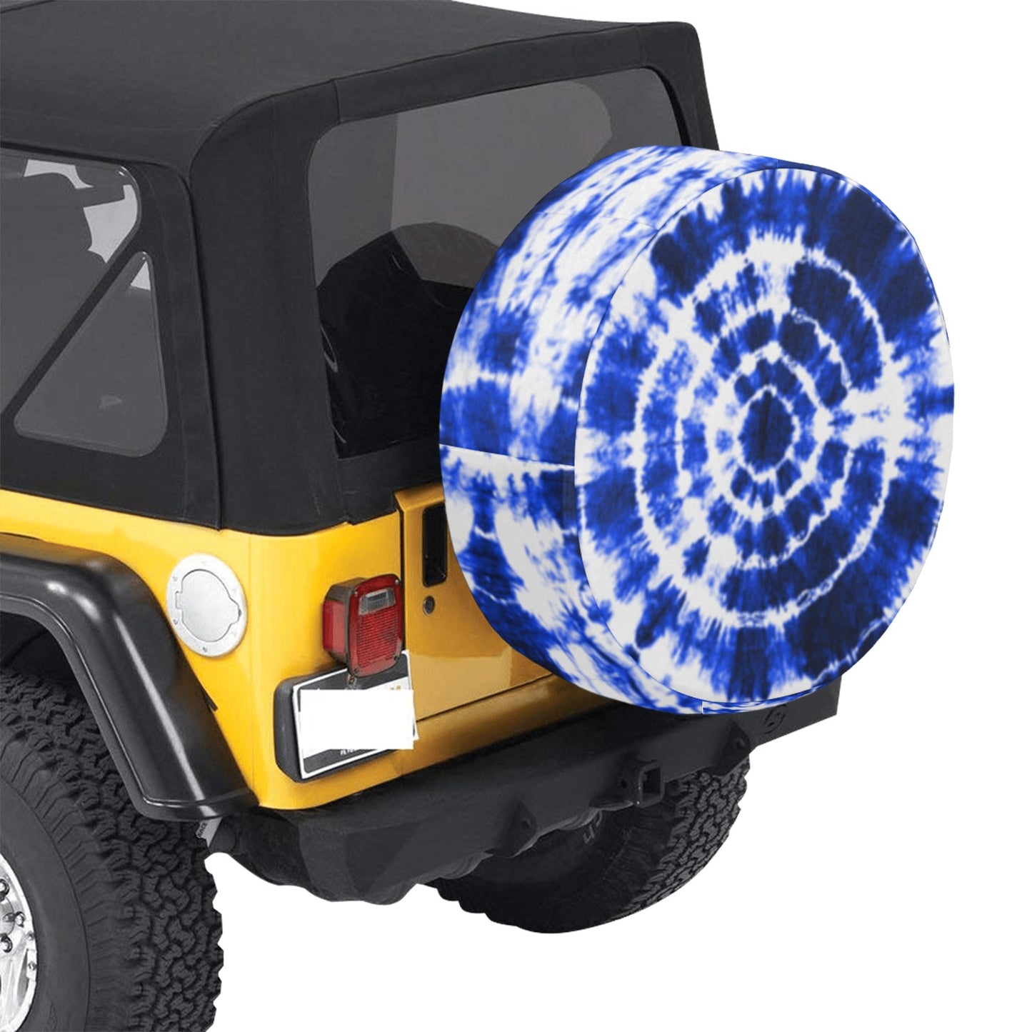 Blue Shibori Tie Dye Spare Tire Cover (Large) (17")