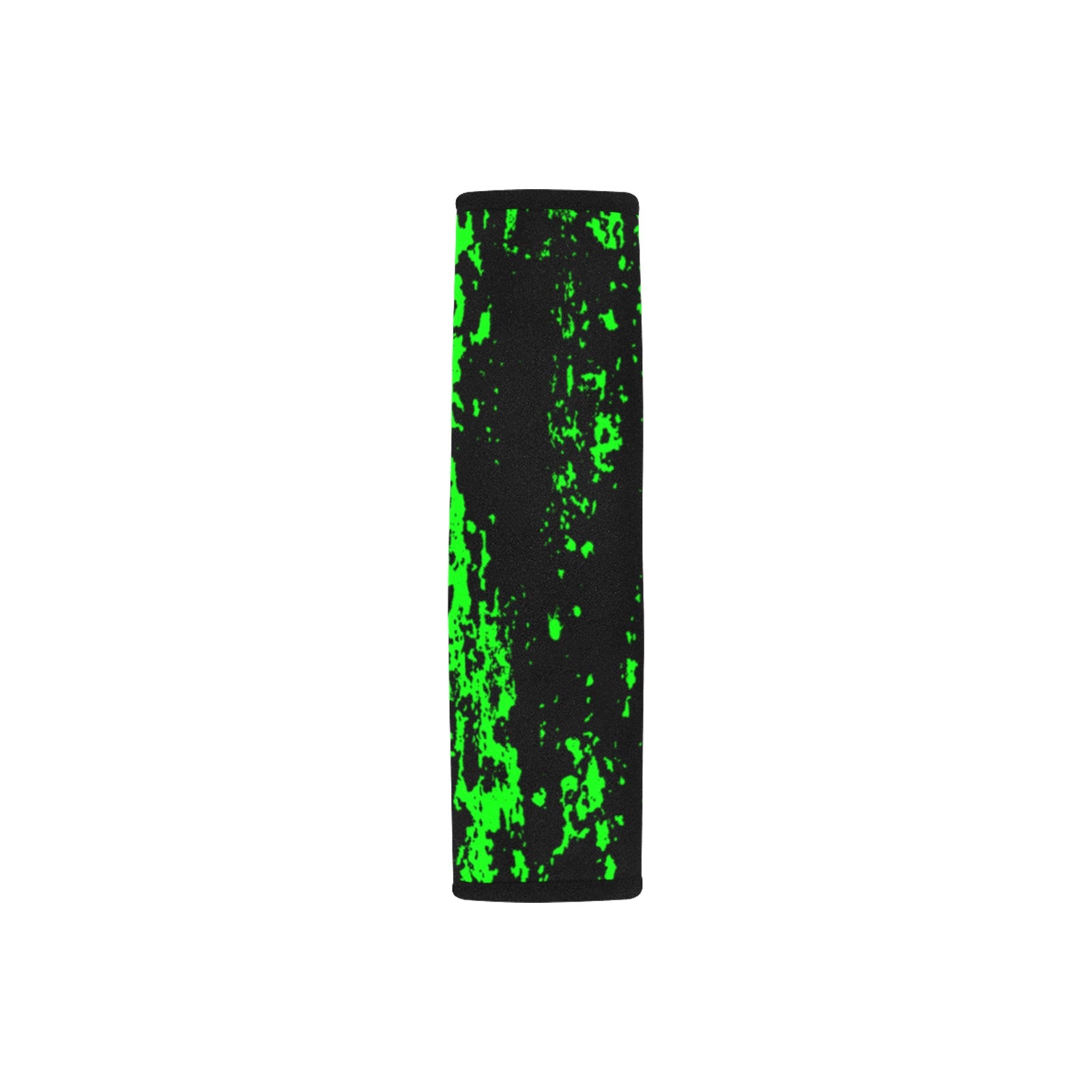 Neon Green Spray on Black Car Seat Belt Cover 7" x 10"