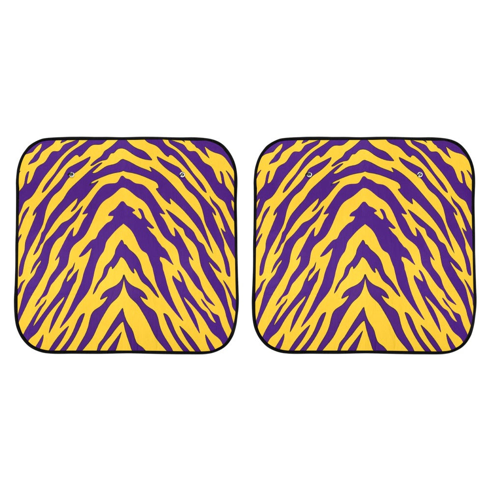 Purple and Gold Tiger Stripe Auto Sun Shade (28" x 28") (Small) (Two Pieces)