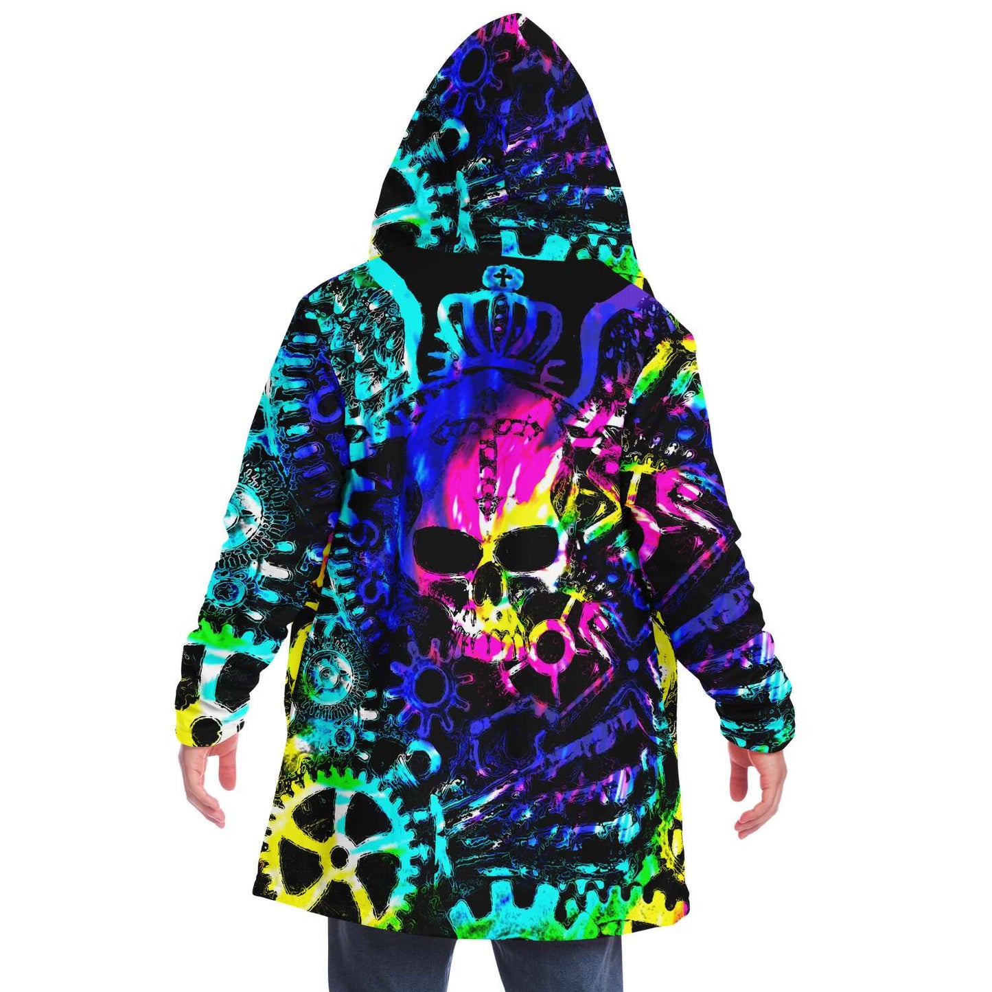 Steampunk Skull Rainbow Tie Dye Cloak