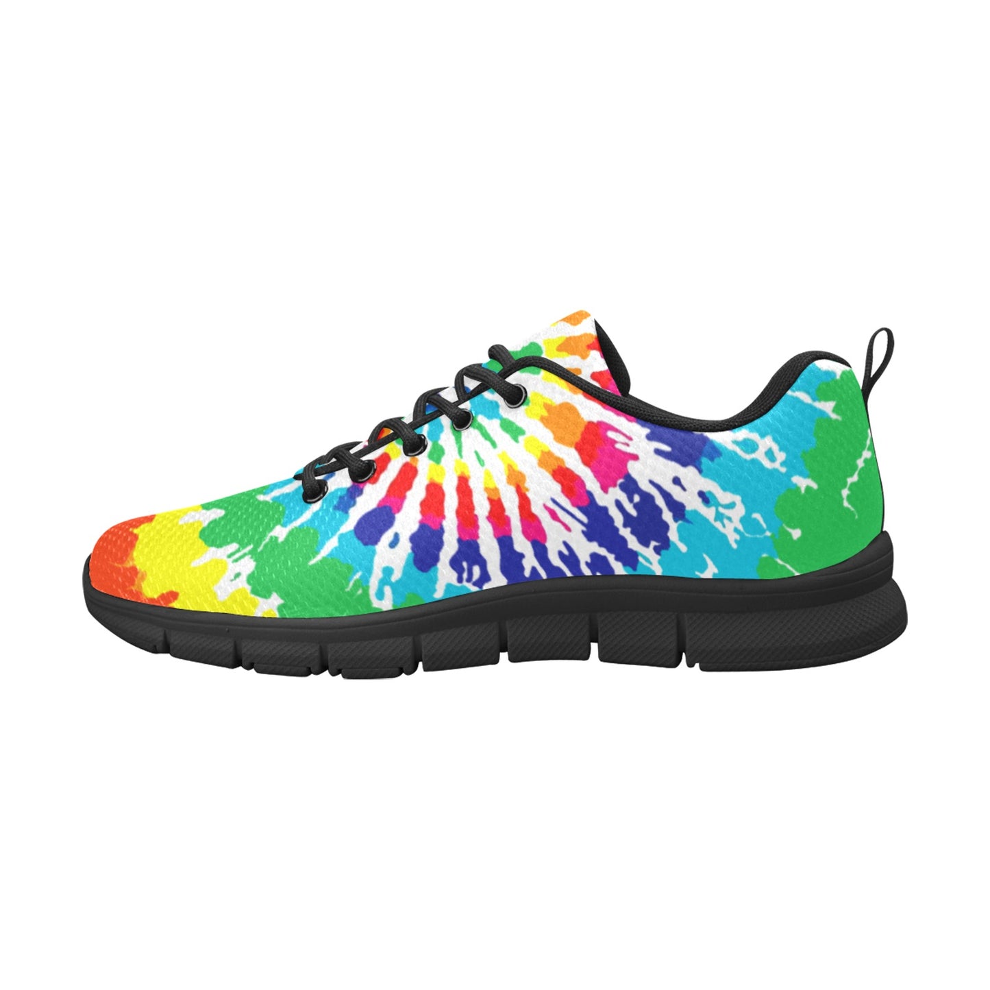 Bright Rainbow Tie Dye Women's Sneakers Black