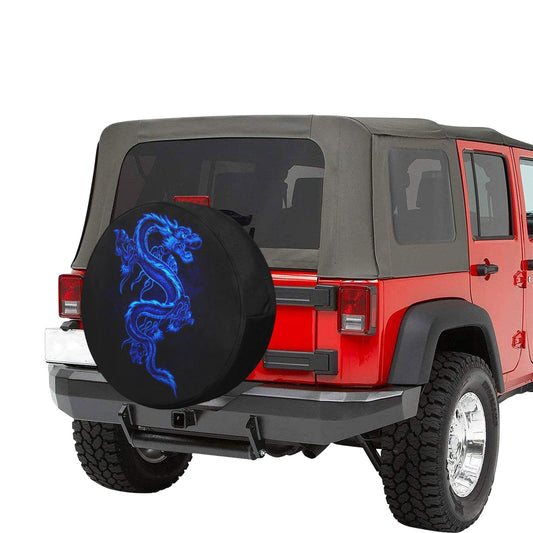 Blue Fire Dragon Spare Tire Cover (Medium) (16")