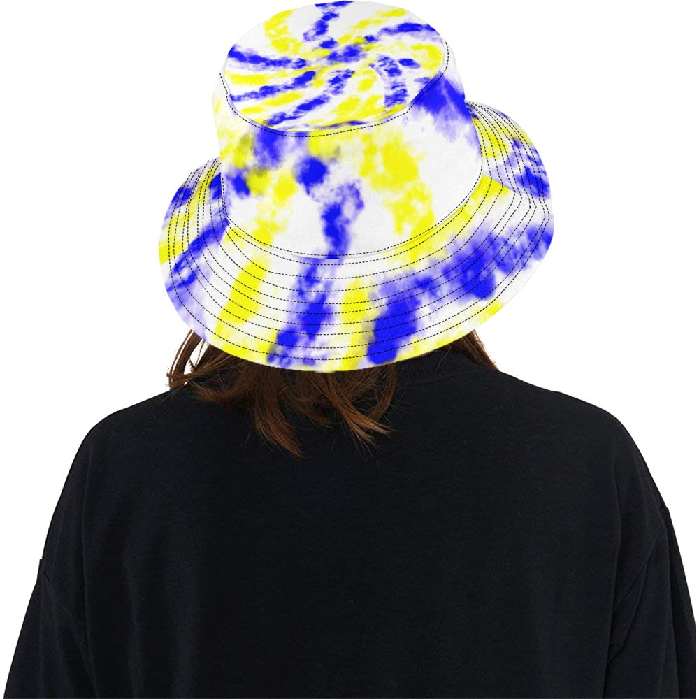 Blue and Yellow Tie Dye Bucket Hat