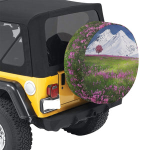 Mountains and Flowers Spare Tire Cover (Large) (17")