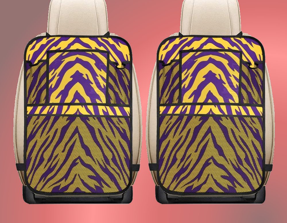 Purple and Gold Tiger Stripe Seat Back Organizer (2-Pack)