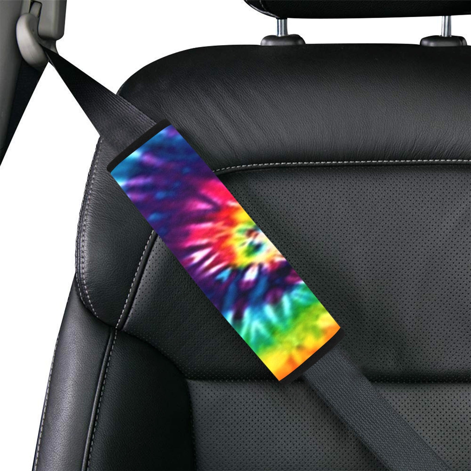 Rainbow Tie Dye Car Seat Belt Cover 7" x 8.5"