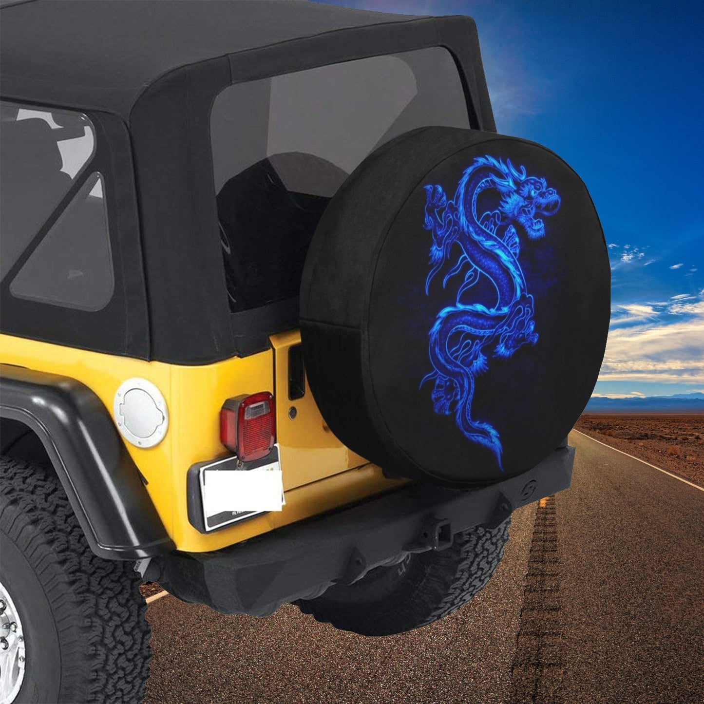 Blue Fire Dragon Spare Tire Cover (Small) (15")