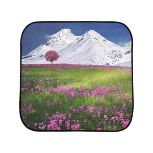 Mountains and Flowers Car Sun Shade (28" x 28") (Small) (Two Pieces)