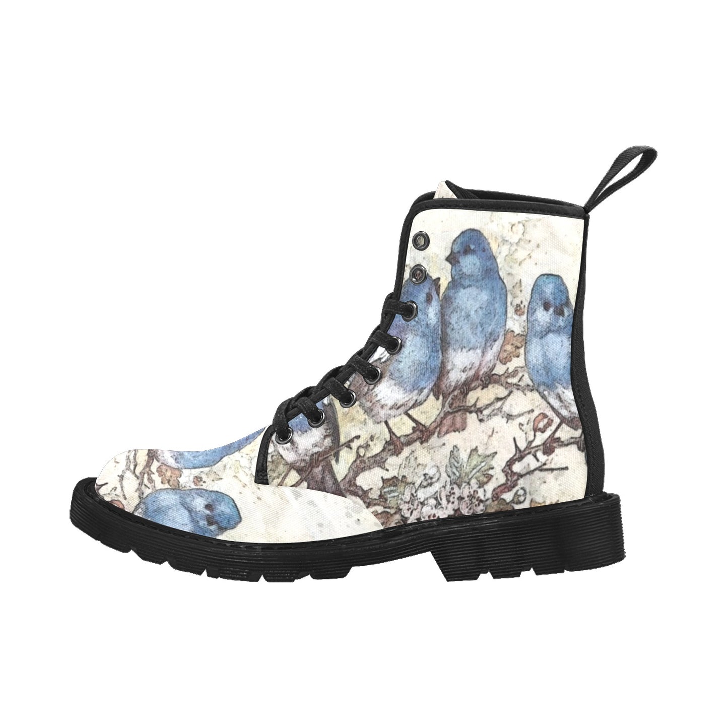 Blue Birds and Blossoms Women's Canvas Boots