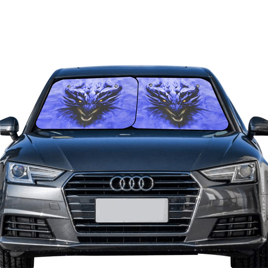 Blue Shadow Dragon Auto Sun Shade (28" x 28") (Small) (Two Pieces)