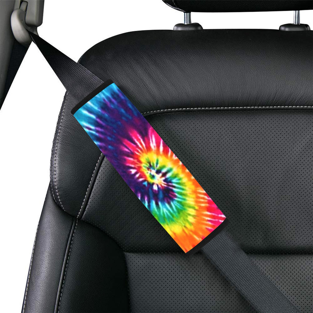 Rainbow Tie Dye Car Seat Belt Cover 7" x 10"