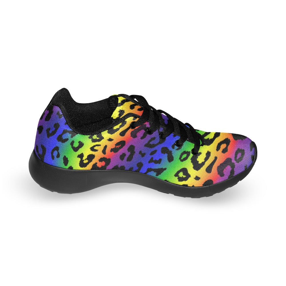 Rainbow Leopard Kids' Sneakers with Black Trim (Little Kid/Big Kid)