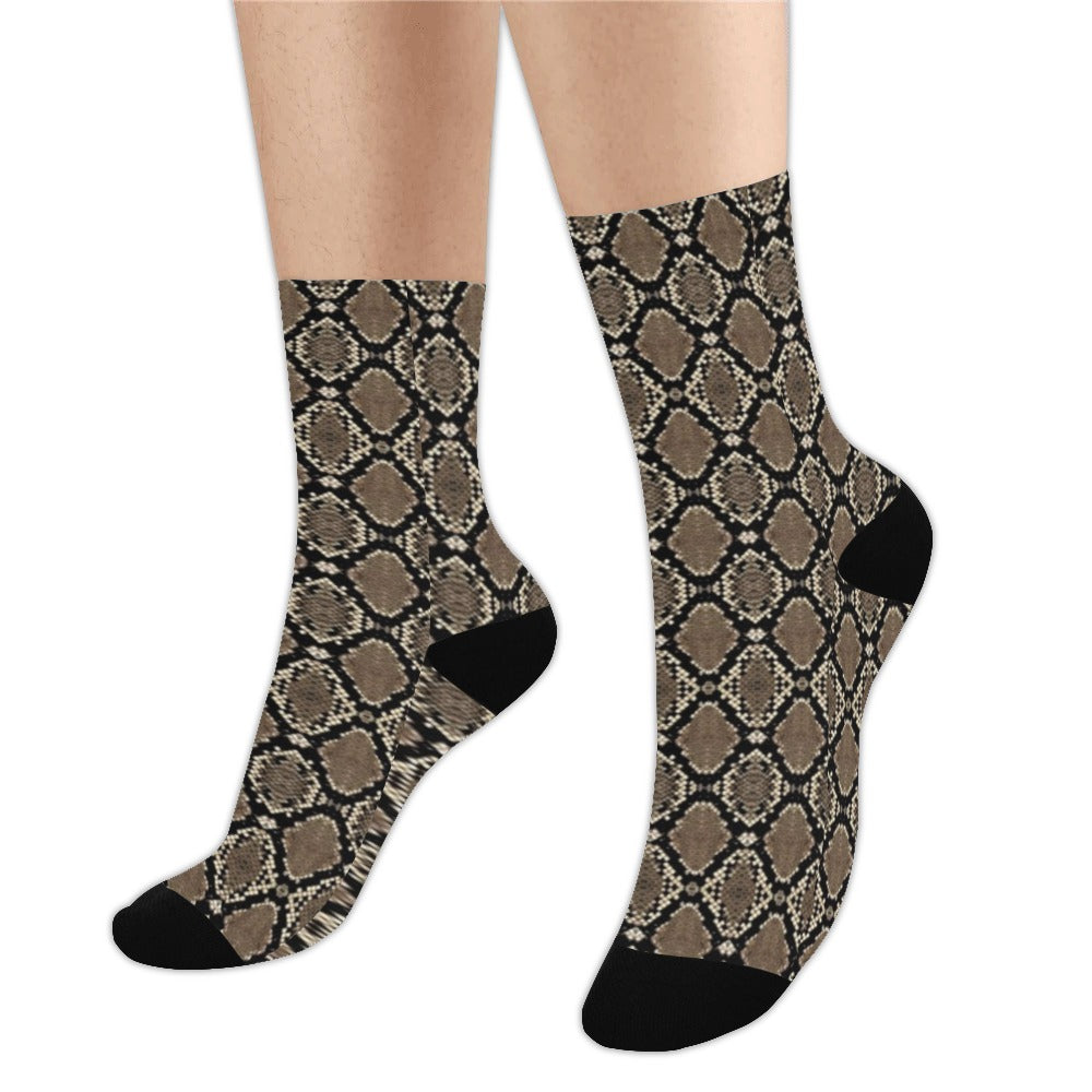 Snakeskin Print Sublimated Crew Socks