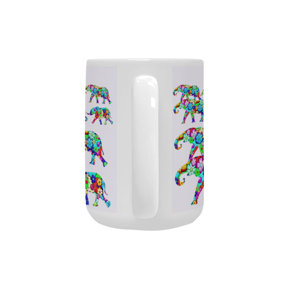 Colorful Elephants 15 Oz Ceramic Mug Ceramic Mug (15 OZ) (Made In USA)