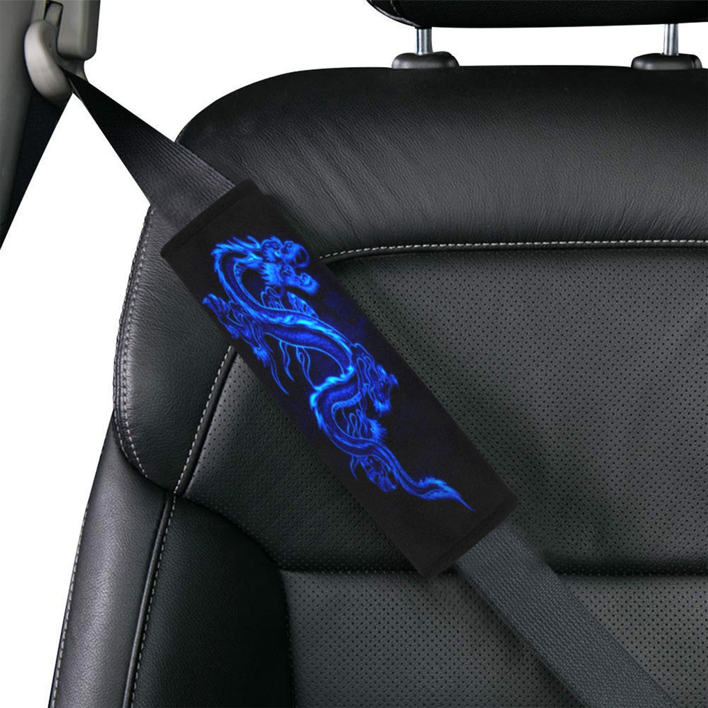 Blue Fire Dragon Medium Car Seat Belt Cover 7" x 10"