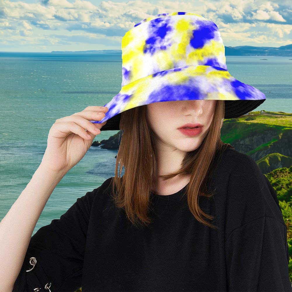 Blue and Yellow Tie Dye Bucket Hat