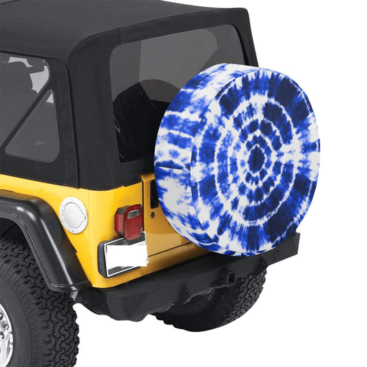 Blue Shibori Tie Dye Spare Tire Cover (Medium) (16")