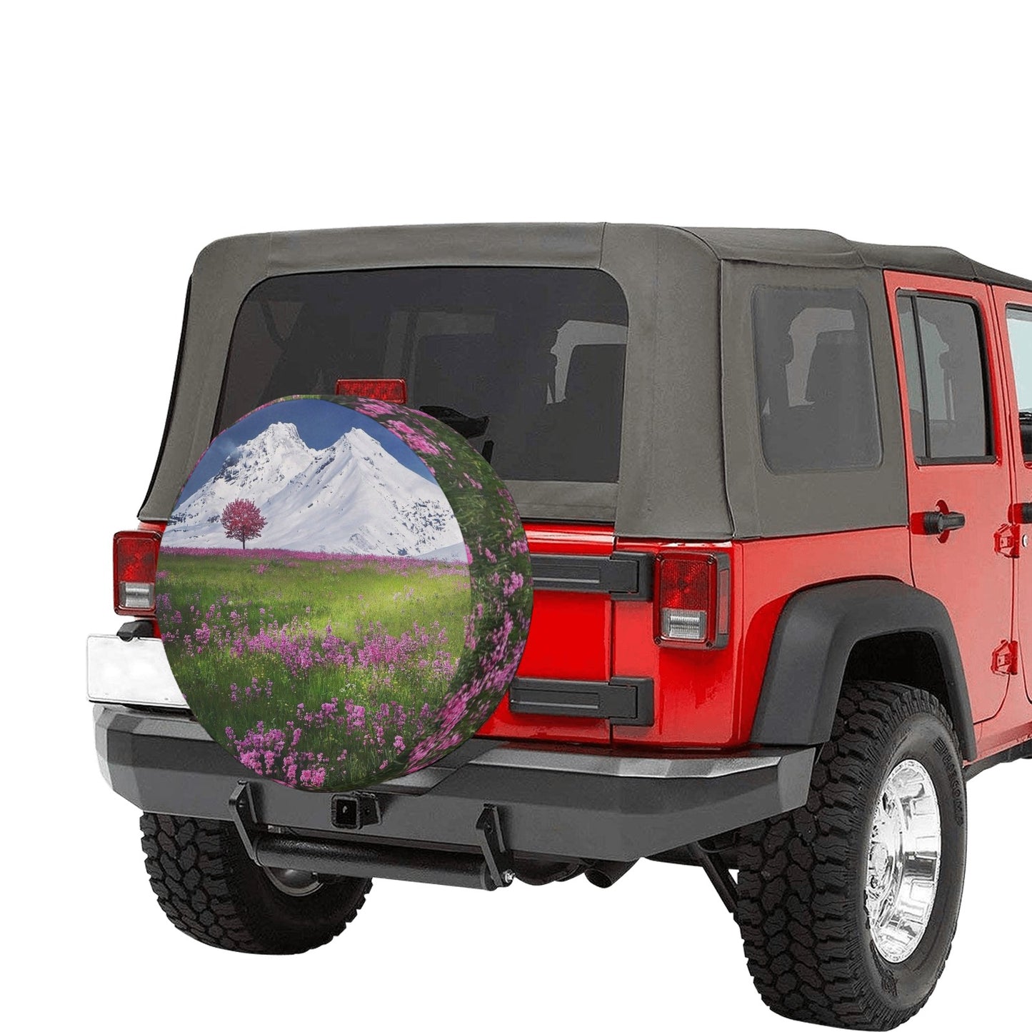 Mountains and Flowers Spare Tire Cover (Small) (15")