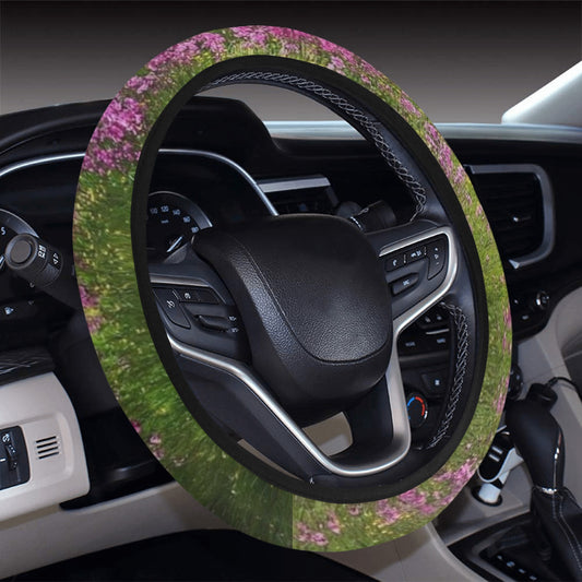 Flowers Steering Wheel Cover with Elastic Edge (matches the Mountains and Flowers Car Accessories)