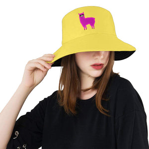 Llama Security Yellow Printed Bucket Hat