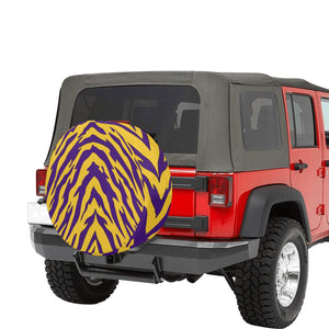 Purple and Gold Tiger Stripe Spare Tire Cover (Large) (17")