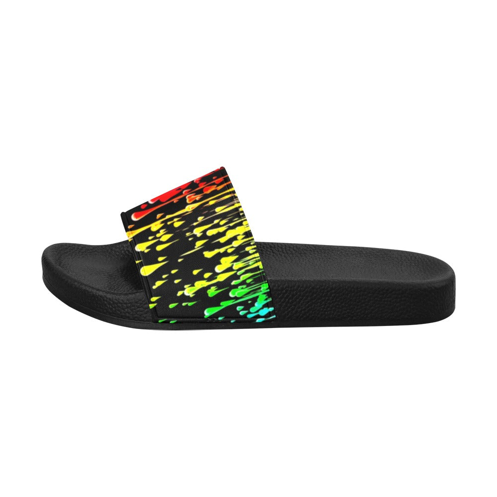 Rainbow Drip Men's Slide Sandals