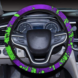 Neon Green Splash Steering Wheel Cover with Elastic Edge