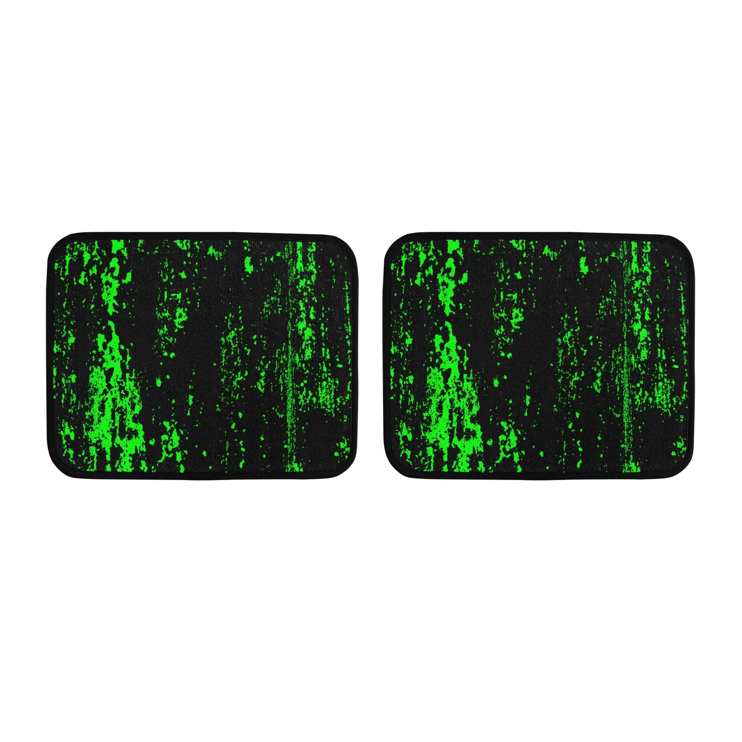 Neon Green Spray on Black Back Floor Mats (2pcs)