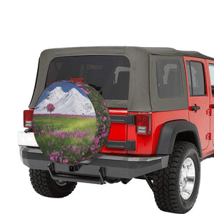Mountains and Flowers Spare Tire Cover (Medium) (16")
