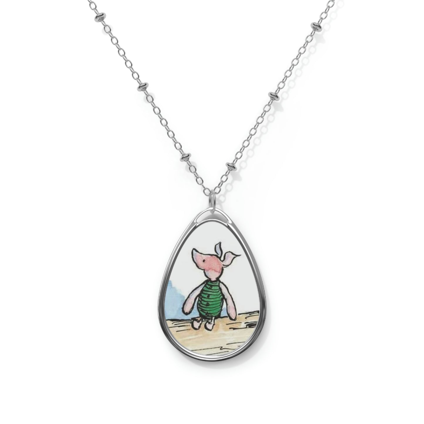 Vintage Piglet Oval Necklace