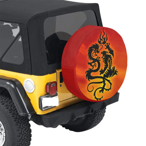 Tribal Tiger and Dragon Spare Tire Cover (Medium) (16")