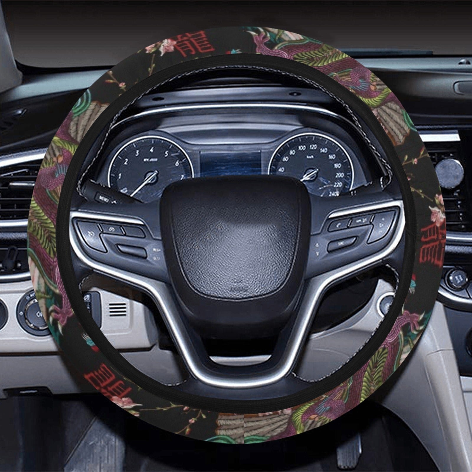 Dragons and Fans Steering Wheel Cover with Elastic Edge