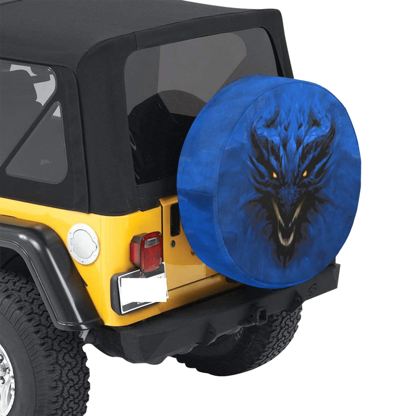 Bright Blue Shadow Dragon Spare Tire Cover Small 15"