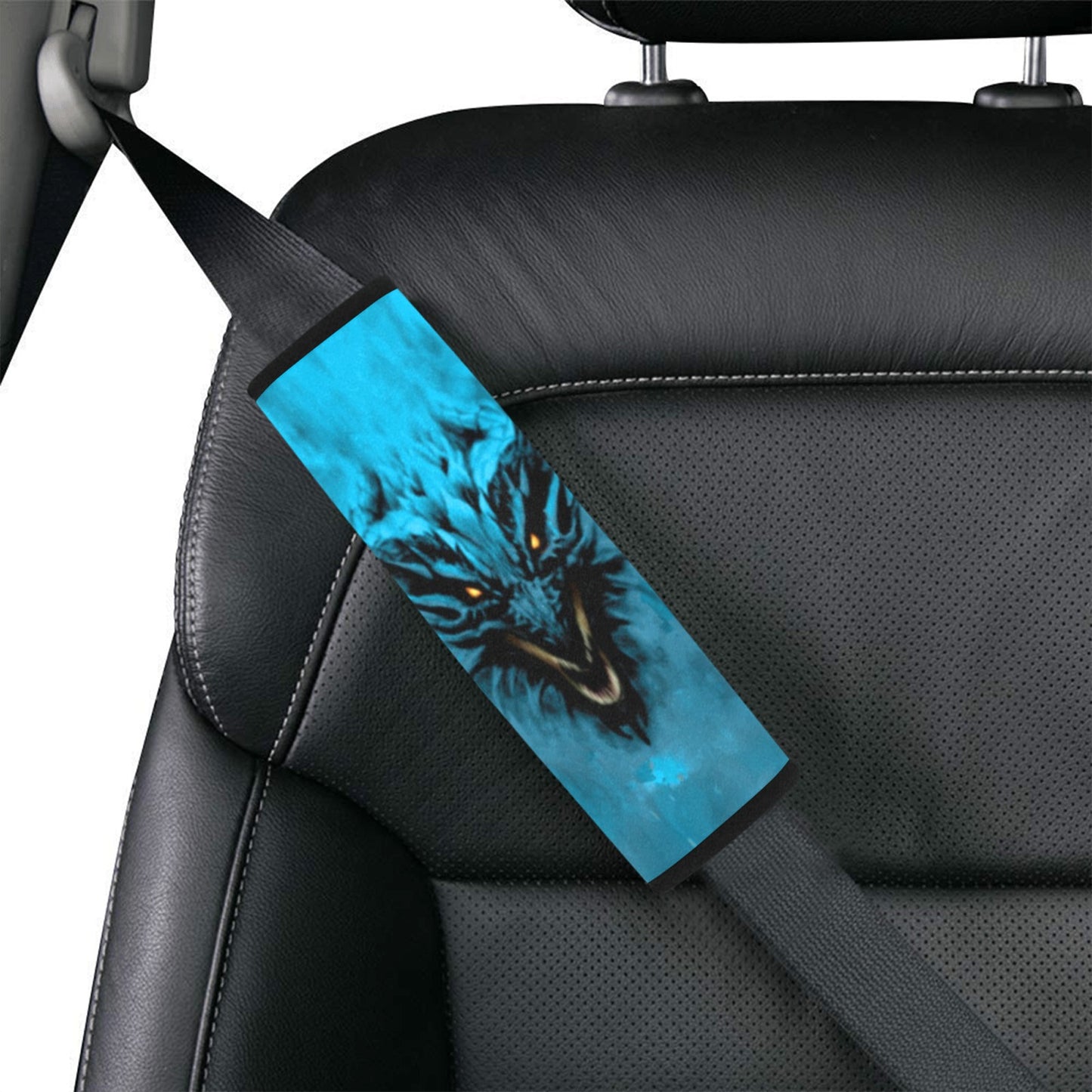 Aqua Shadow Dragon Seat Belt Cover 7" x 8.5"