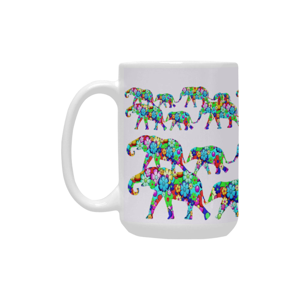 Colorful Elephants 15 Oz Ceramic Mug Ceramic Mug (15 OZ) (Made In USA)