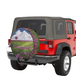 Mountains and Flowers Spare Tire Cover (Large) (17")
