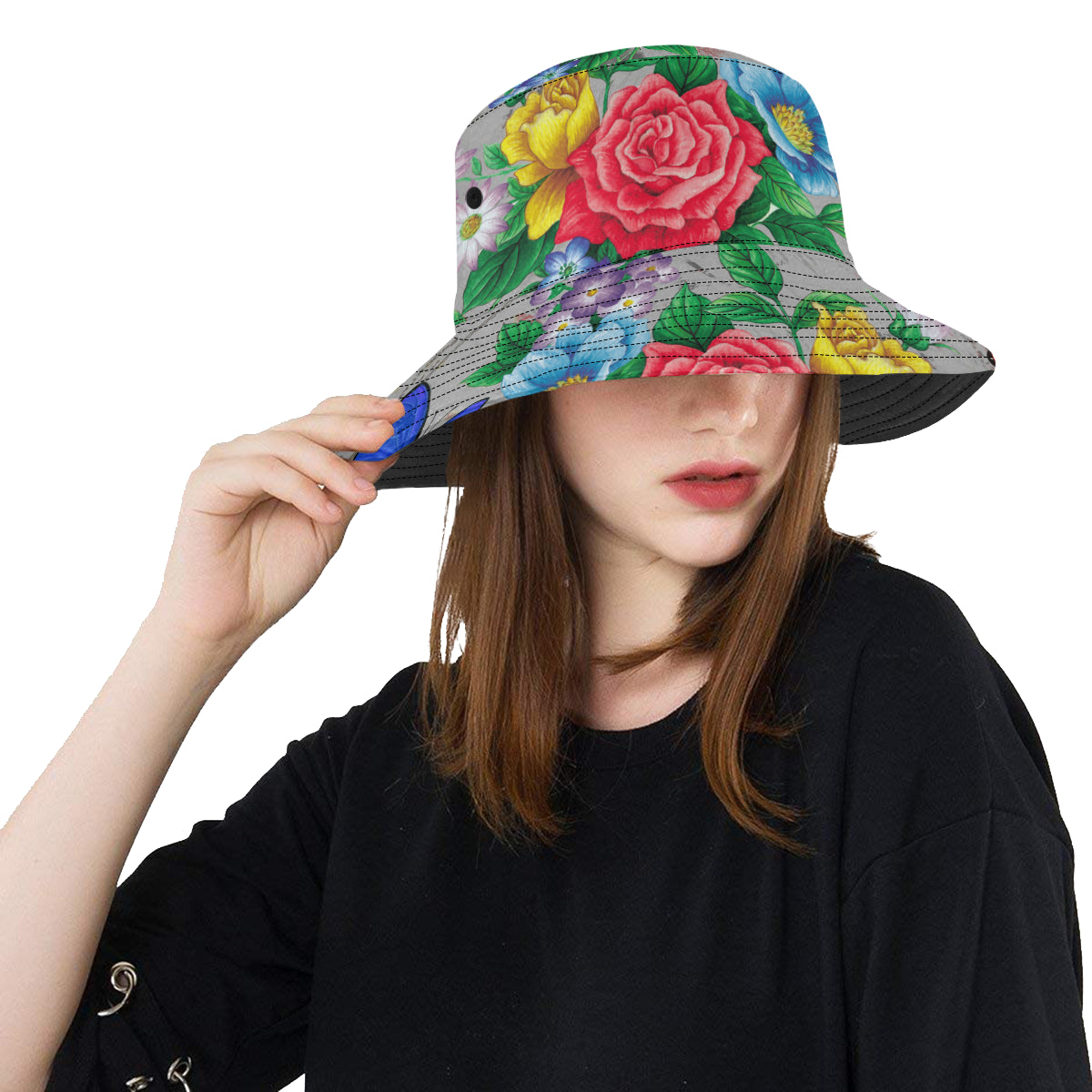 Colorful Butterflies and Flowers Bucket Hat