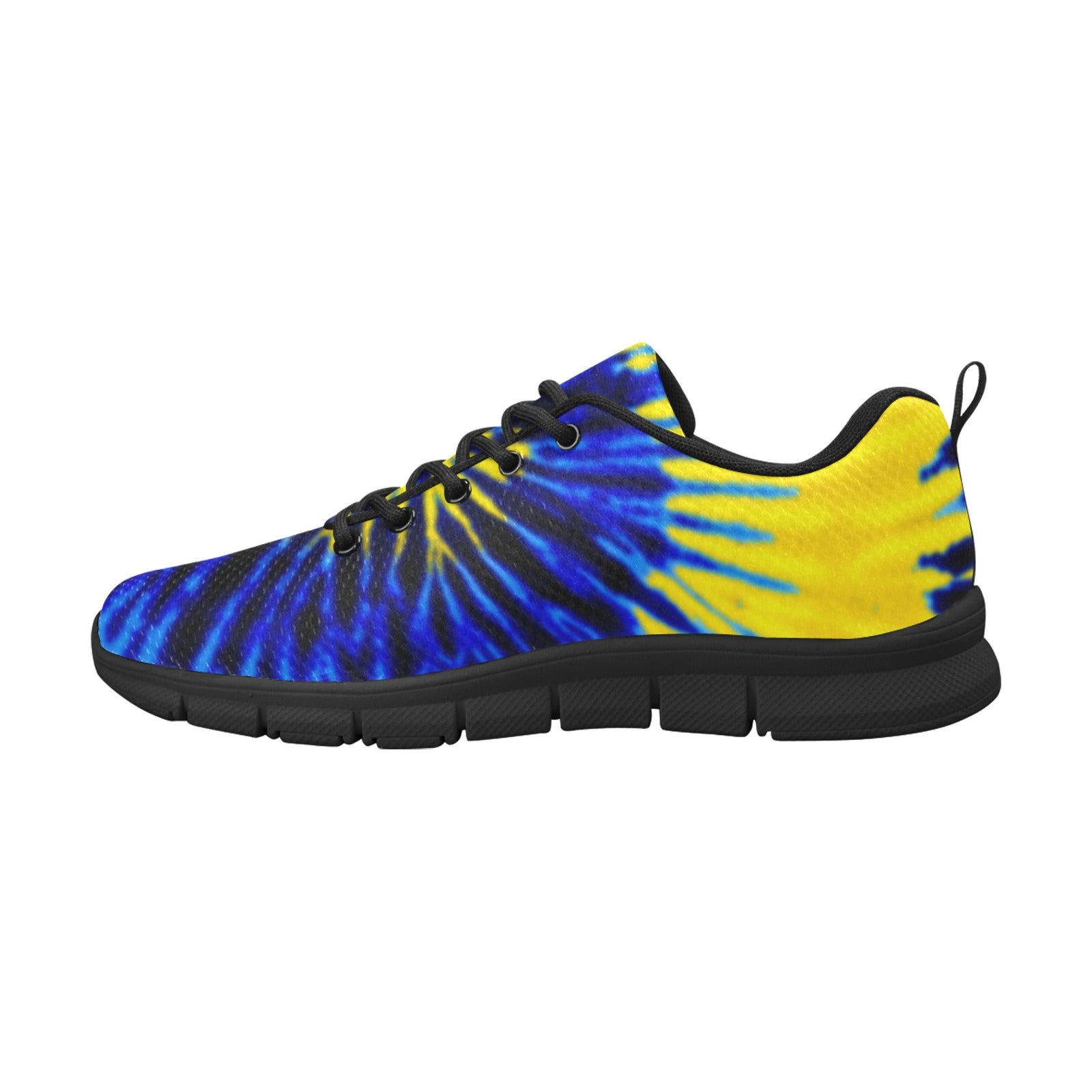 Royal Blue and Yellow Tie Dye Swirl Women's Breathable Sneakers