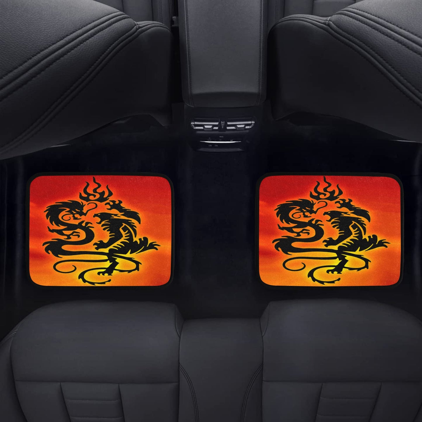 Tribal Tiger and Dragon Back Floor Mats (2pcs)